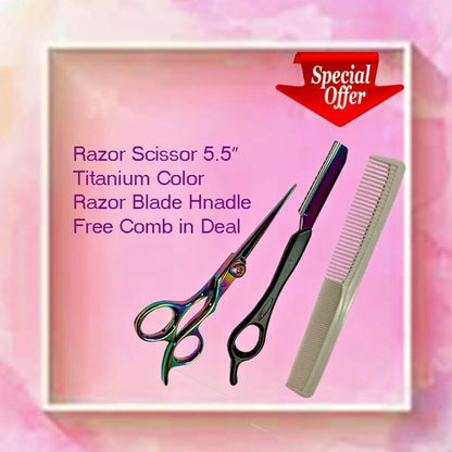 Barber Razor Scissor With Comb And Hair Shaper